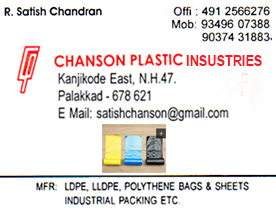 Are You Searching For Plastic Products,plastic Bags,polyurethene Products,industries,industrial Products ,Moulding Components,injection Moulding Services,Biodegradble Products,Eco Friendly Bags Manufacturers In Kanjikode . BIZKL Is The Best Online Business Directory In Kerala,palakkad.
 Add Your Business In BIZKL And Get Leads Chanson Plastic Industries Contact Address,phone Number, Route Map