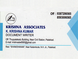 Are You Searching For  Document Writter Services In Palakkad. BIZKL Is The Best Online Business Directory In Kerala,palakkad.
 Add Your Business In BIZKL And Get Leads K Krishnakumar Contact Address,phone Number, Route Map