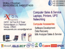 Are you searching for best Computer Dealers,Computer Sales and Service,Laptop Sales and Service ,Computer Accessories,Computer Peripherals,Computer Printer Catridges Refilling,Computer Software Development,Security Equipments in Palakkad Kerala ?. Click here to get Axion Computer contact address and phone numbers