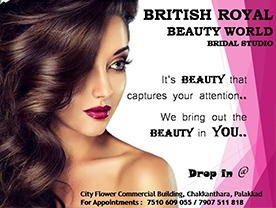 Are you searching for best Beauty Parlours , Beauty Spa and Saloon , Beauty Products and Cosmetics in Palakkad Kerala ?. Click here to get British Royal Beauty World Bridal Studio  contact address and phone numbers