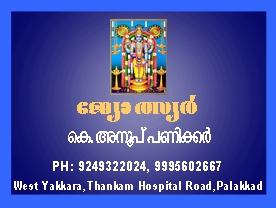 Are you searching for best Astrologers in Palakkad Kerala ?.
Click here to get K Anoop Panicker Panicker  contact address and phone numbers