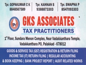 Are you searching for best Tax Practitioners GST , Income Tax Consultants, Tax Consultants , Auditors in Palakkad Kerala ?. 
Click here to get GKS Associates Tax Practitioners contact address and phone numbers