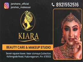 Are you searching for best Beauty Parlours,Beauty Spa and Saloon,Beauty Products and Cosmetic Dealers in Palakkad Kerala ?.
Click here to get Kiara Beauty Care and Makeup Studio contact address and phone numbers