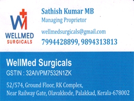 Are you searching for best surgical Equipment shopes,Hospital Equipments Supplies in Palakkad Kerala ?.
Click here to get Wellmed Surgicals contact address and phone numbers