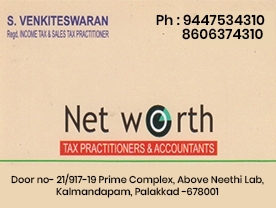 Are you searching for best Tax Practitioners GST , Tax Consultants , Auditors in Palakkad Kerala ?. 
Click here to get Net Worth Tax Practitioners and Accountants contact address and phone numbers