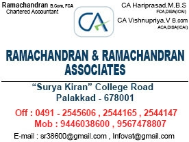 Are you searching for best Chartered Accountants , Digital Signature in Palakkad Kerala ?. Click here to get RAMACHANDRAN AND RAMACHANDRAN ASSOCIATES contact address and phone numbers